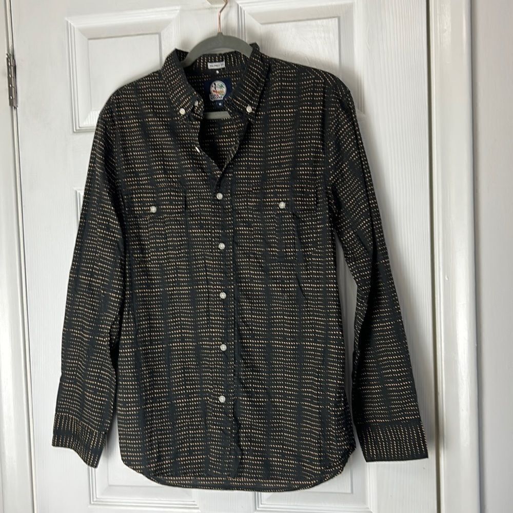 Reyn Spooner men’s size medium long sleeve shirt brown with tan dots